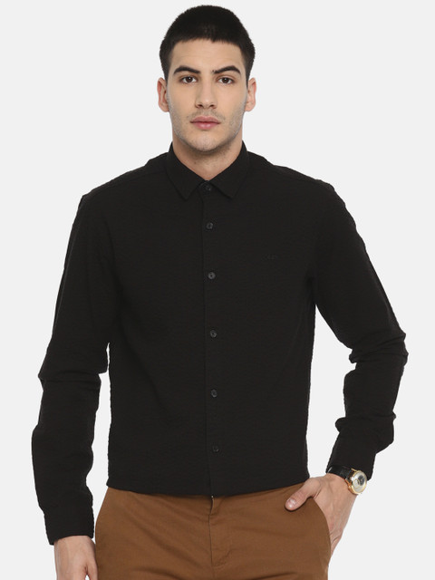 

ColorPlus Men Black Contemporary Regular Fit Self Design Casual Shirt