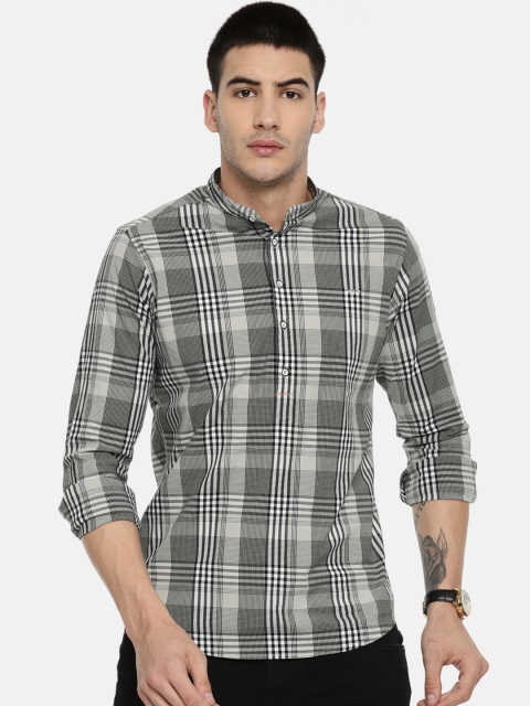 

ColorPlus Men Grey & Off-White Regular Fit Checked Casual Shirt