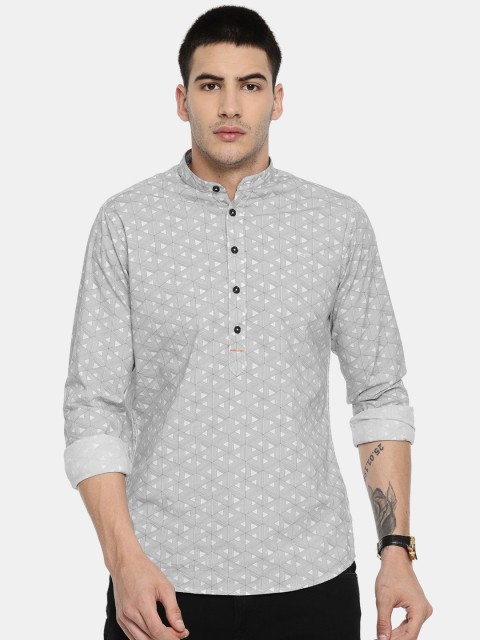 

ColorPlus Men Grey & Off-White Regular Fit Printed Casual Shirt