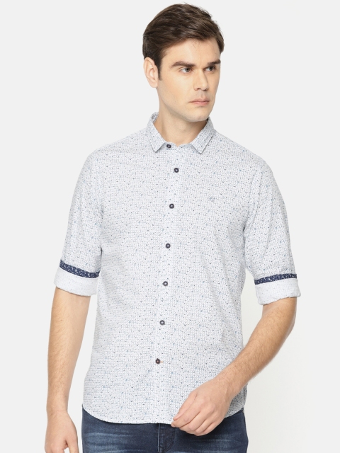 

ColorPlus Men White & Blue Contemporary Fit Checked Casual Shirt
