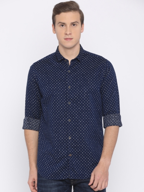 

ColorPlus Men Navy Contemporary Regular Fit Printed Casual Shirt, Navy blue