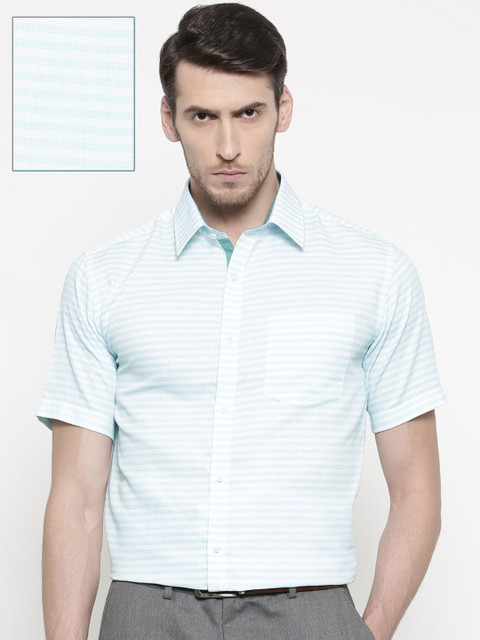 

Park Avenue Men White & Blue Slim Fit Self Design Formal Shirt