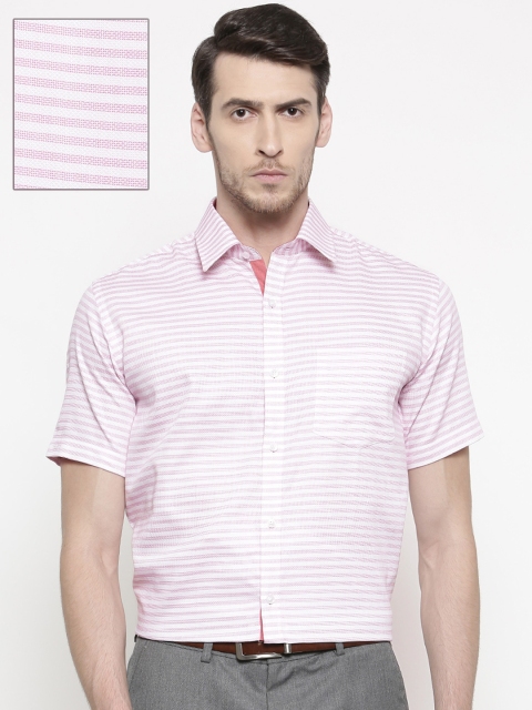 

Park Avenue Men White & Pink Slim Fit Self Design Formal Shirt
