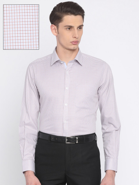 

Raymond Men White & Red Checked Formal Shirt