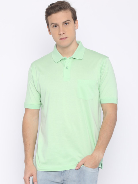 

ColorPlus Men Green Solid Polo Collar T-shirt