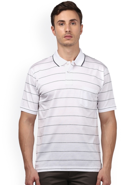 

ColorPlus Men White Striped Polo Collar T-shirt