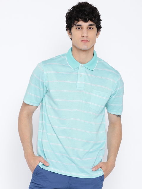 

ColorPlus Men Blue & White Striped Polo Collar T-shirt