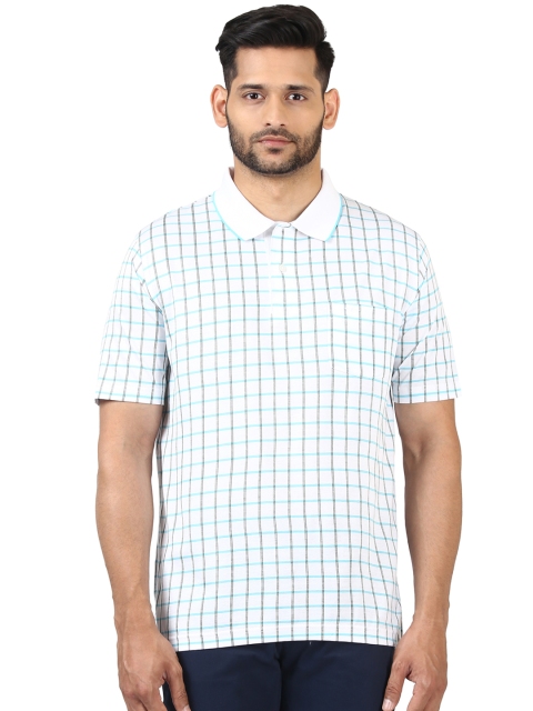 

ColorPlus Men Blue & White Checked Polo Collar T-shirt