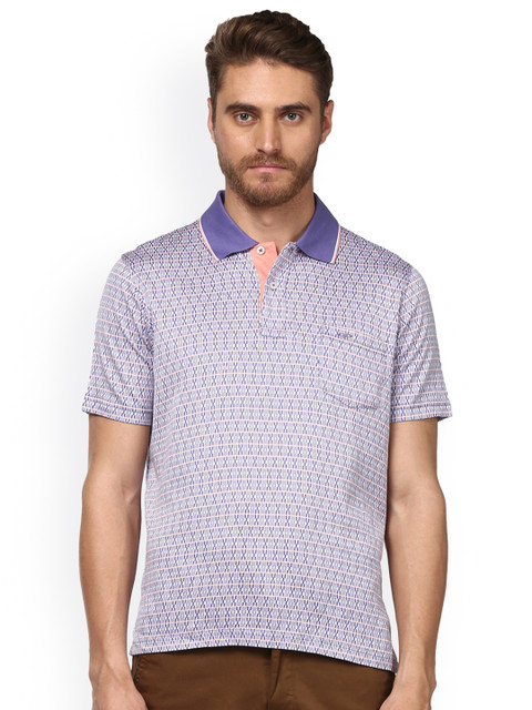 

ColorPlus Men Blue Printed Polo Collar T-shirt
