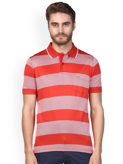 

ColorPlus Men Red Striped Polo Collar T-shirt