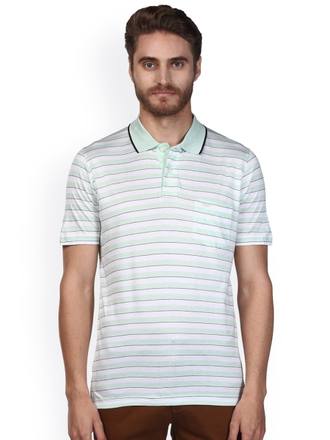 

ColorPlus Men Green Striped Polo Collar T-shirt
