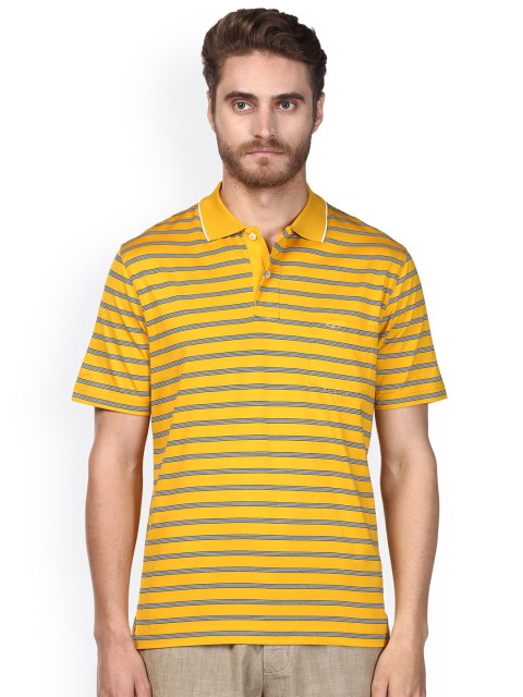 

ColorPlus Men Yellow Striped Polo Collar T-shirt
