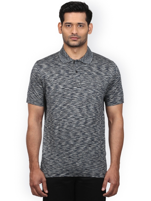 

ColorPlus Men Grey Self Design Polo Collar T-shirt