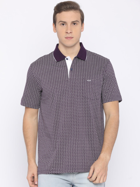 

ColorPlus Men Purple Printed Polo Collar T-shirt