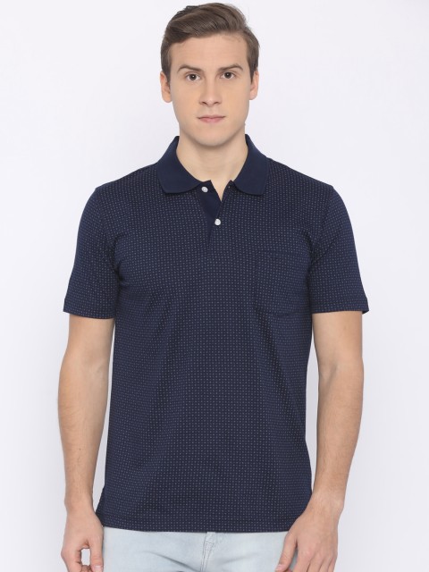 

ColorPlus Men Blue Printed Polo Collar Tailored Fit T-shirt