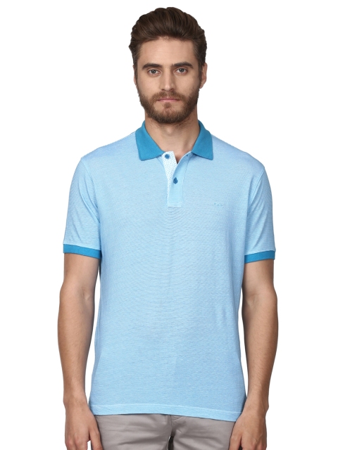 

ColorPlus Men Blue Striped Polo Collar T-shirt