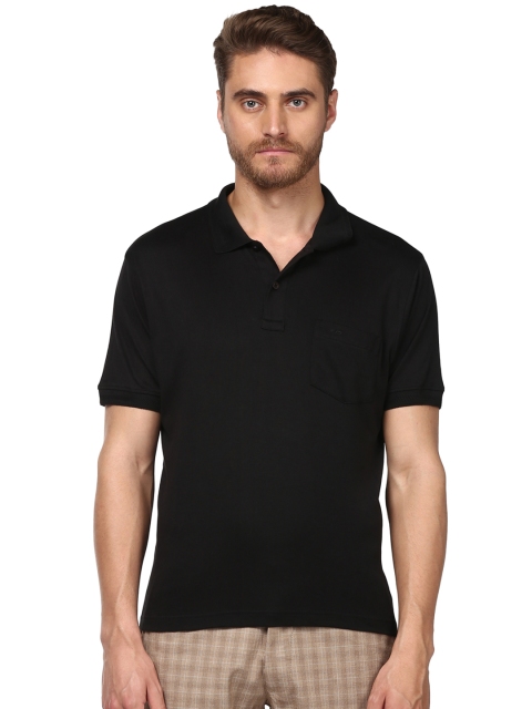 

ColorPlus Men Black Solid Polo Collar T-shirt