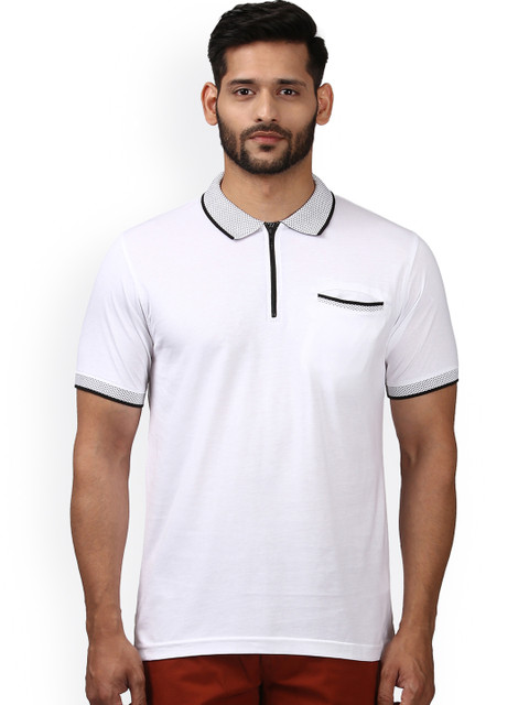 

ColorPlus Men White Solid Polo Collar T-shirt
