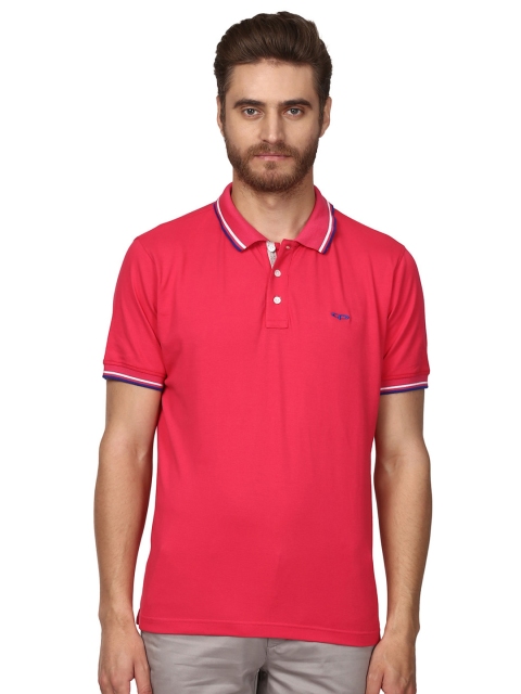 

ColorPlus Men Red Solid Polo Collar T-shirt