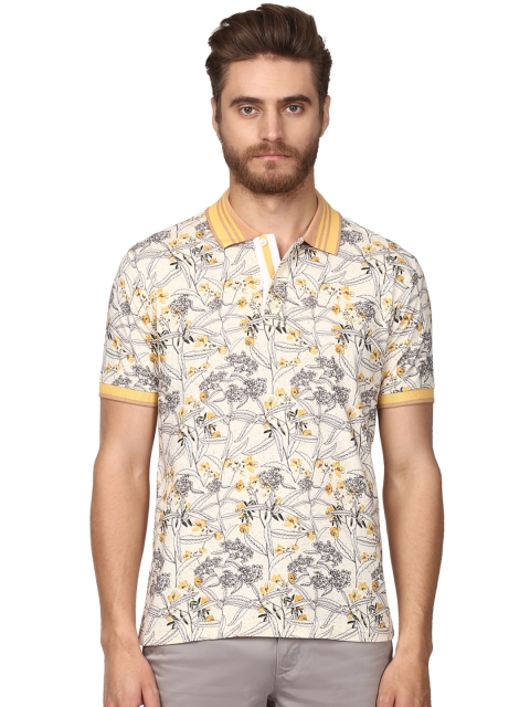 

ColorPlus Men Off-White Printed Polo Collar T-shirt