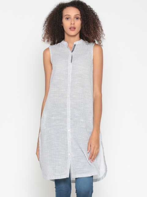 

People White & Blue Striped Tunic