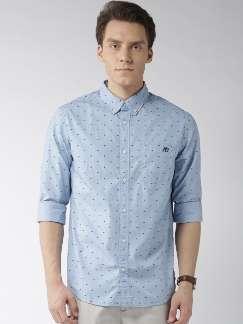 

Aeropostale Men Blue Regular Fit Printed Casual Shirt