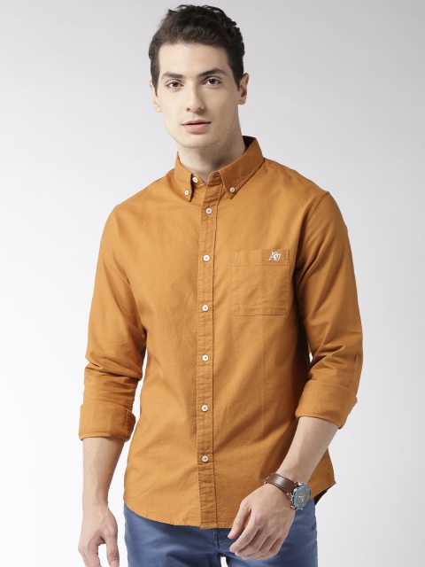 

Aeropostale Men Mustard Brown Regular Fit Solid Casual Shirt