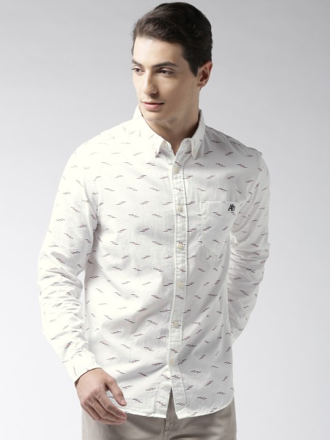

Aeropostale Men White Regular Fit Printed Casual Shirt