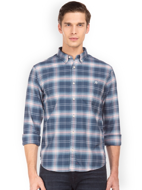 

Aeropostale Men Blue Regular Fit Checked Casual Shirt