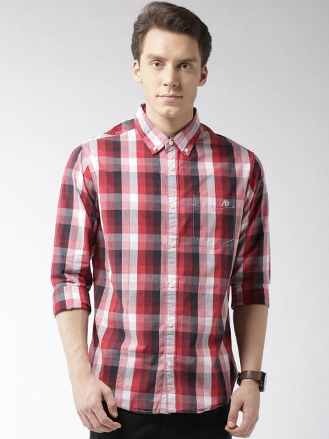 

Aeropostale Men Red & Black Regular Fit Checked Casual Shirt