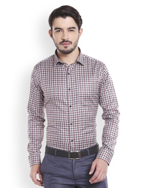 

Solemio Men Red & Blue Regular Fit Checked Formal Shirt