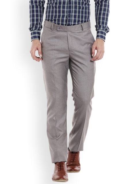 

Solemio Men Grey Slim Fit Solid Formal Trousers