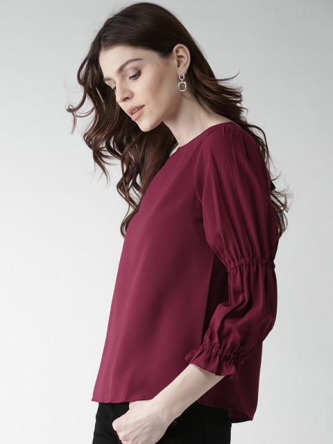 

20Dresses Women Maroon Solid Top with Smocking
