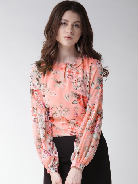 

20Dresses Women Peach-Coloured Floral Print Top