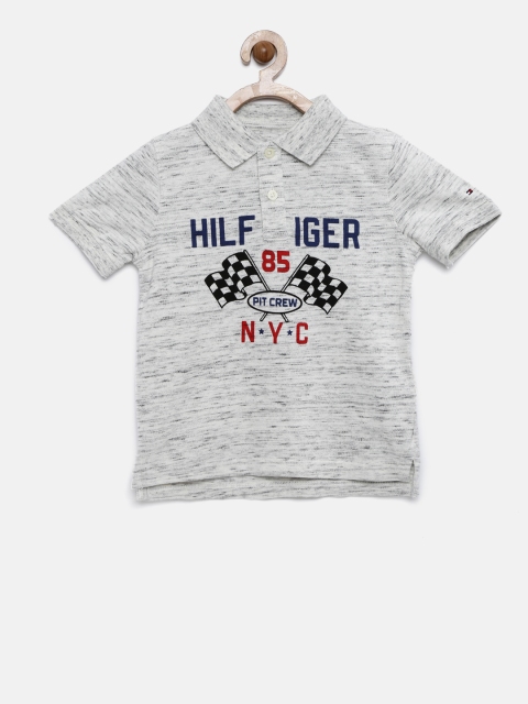 

Tommy Hilfiger Boys Grey Melange Printed Polo T-shirt