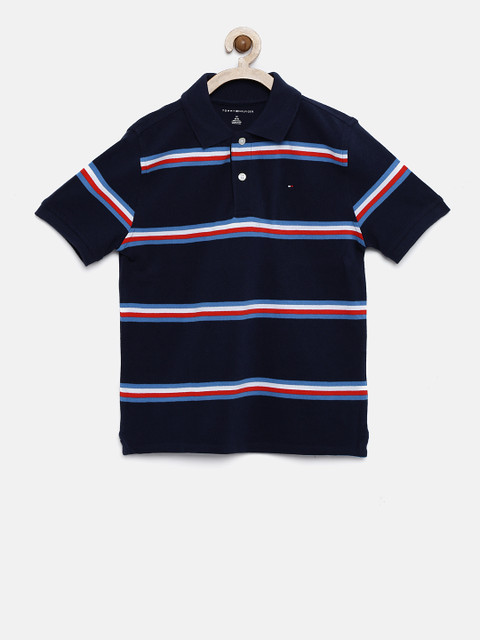 

Tommy Hilfiger Boys Navy Striped Polo T-shirt, Navy blue