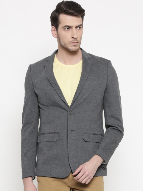 

Solly Sport Men Charcoal Grey Solid Single-Breasted Ultra Slim Fit Casual Blazer