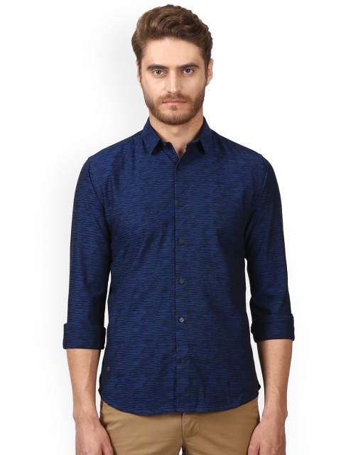 

Park Avenue Men Blue Printed Slim Fit Casual Shirt