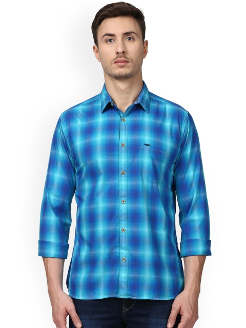 

Park Avenue Men Blue Regular Fit Checked Casual Shirt