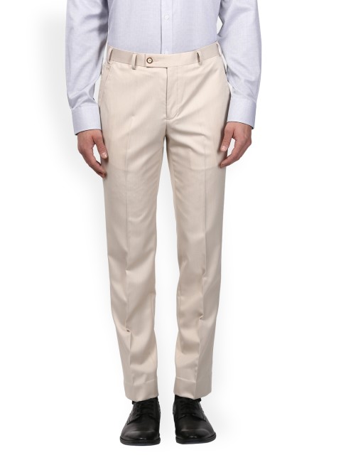 

Park Avenue Men Beige Slim Fit Solid Formal Trousers