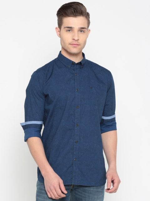 

Park Avenue Men Navy Slim Fit Self Design Casual Shirt, Navy blue
