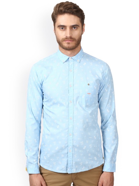 

Park Avenue Men Blue Slim Fit Printed Casual Shirt