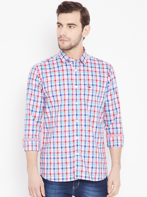 

Park Avenue Men Blue & Red Slim Fit Checked Casual Shirt