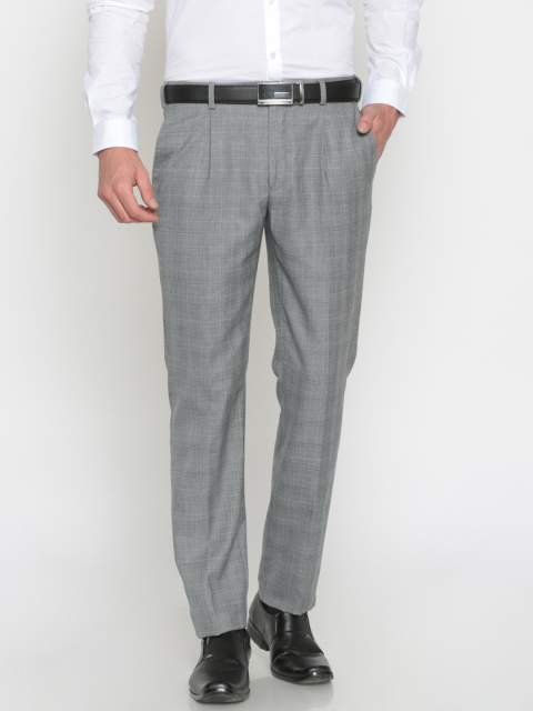 

Park Avenue Men Grey Super Slim Fit Checked Formal Trousers