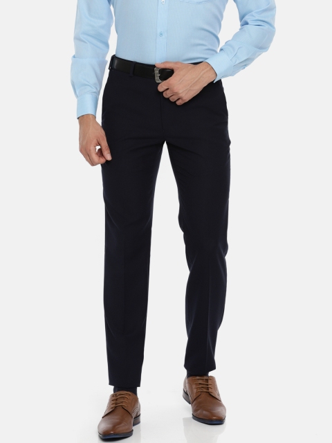 

Park Avenue Men Navy Blue Super Slim Fit Solid Formal Trousers
