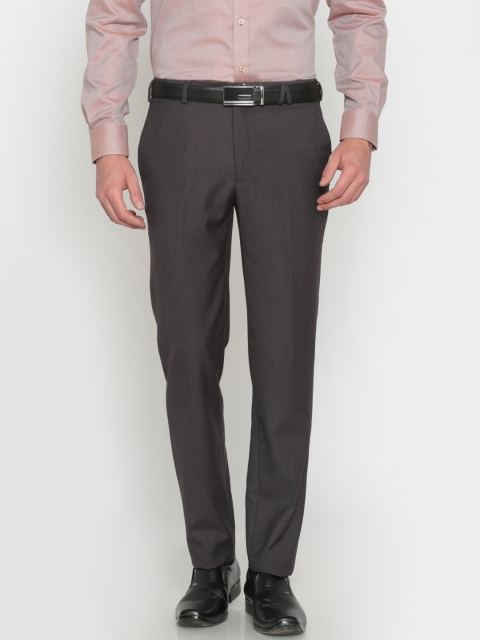 

Park Avenue Men Grey Super Slim Fit Solid Formal Trousers
