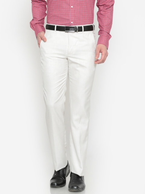 

Park Avenue Men Off-White Super Slim Fit Self Design Formal Trousers