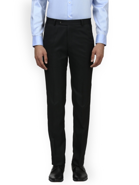 

Park Avenue Men Black Slim Fit Self Design Formal Trousers