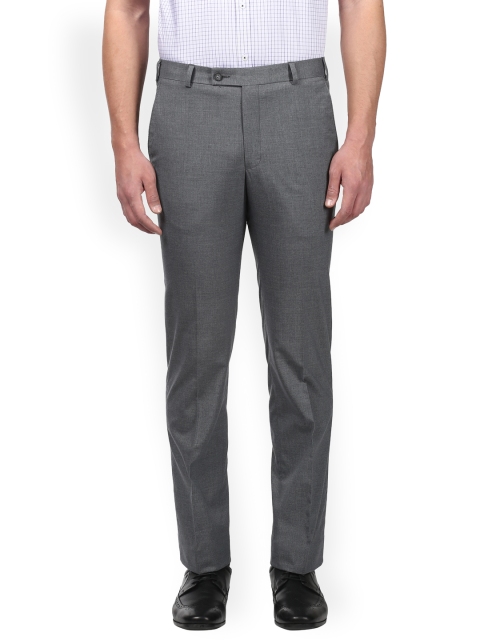 

Park Avenue Men Grey Slim Fit Self Design Formal Trousers