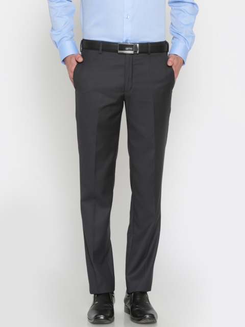 

Park Avenue Men Charcoal Super Slim Fit Solid Formal Trousers